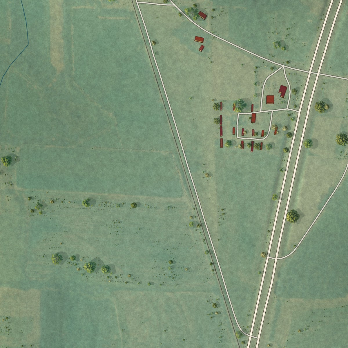 Second close-up of the map of Newville, Alabama print showing more streets and buildings