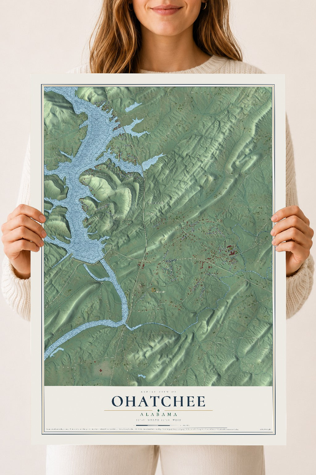 Map of Ohatchee, Alabama, 18 x 24 inch unframed archival matte print