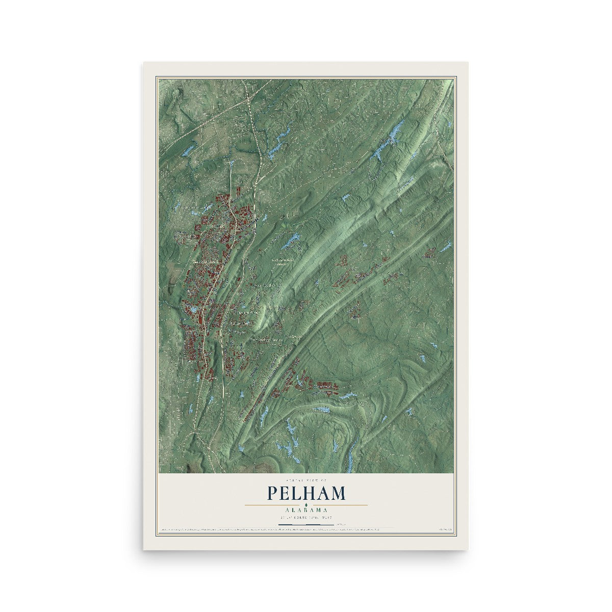 Map of Pelham, Alabama, 12 x 18 inch unframed archival matte print