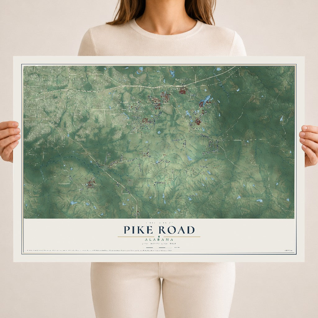 Map of Pike Road, Alabama, 18 x 24 inch unframed archival matte print