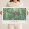 Map of Prattville, Alabama, 12 x 18 inch unframed archival matte print