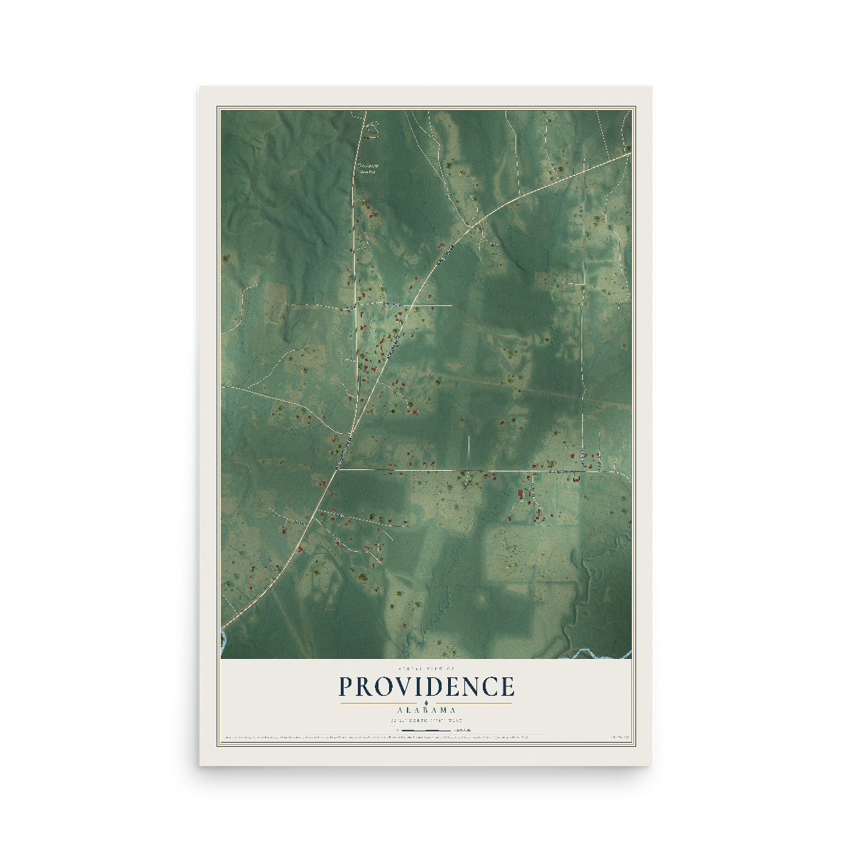 Map of Providence, Alabama, 12 x 18 inch unframed archival matte print