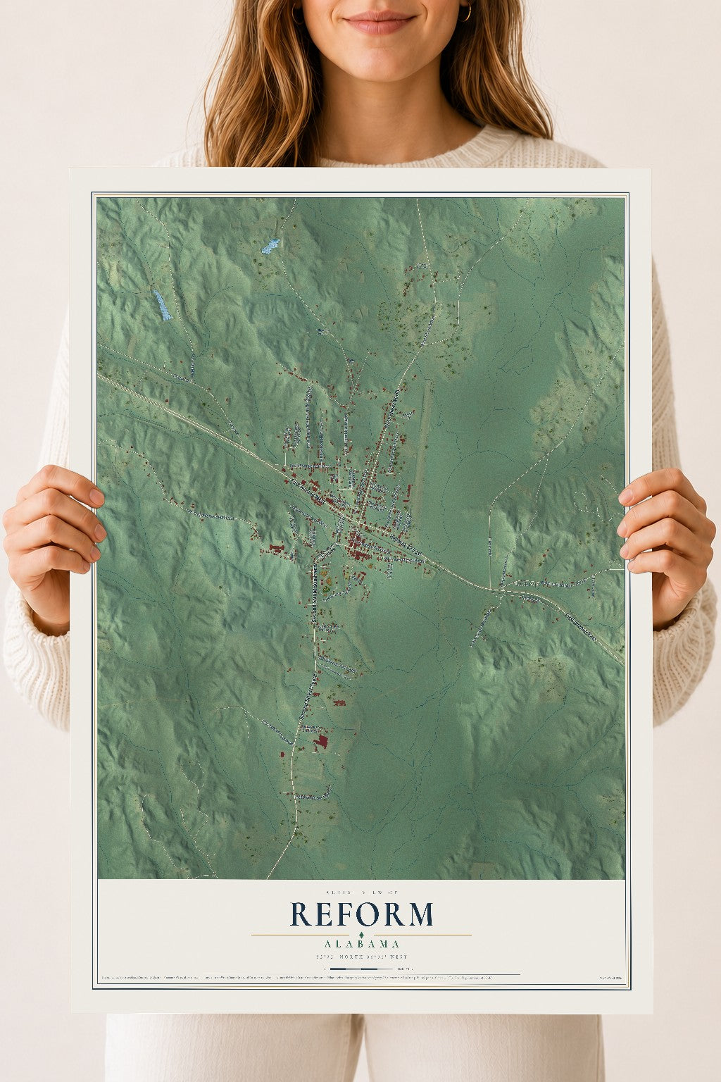 Map of Reform, Alabama, 18 x 24 inch unframed archival matte print