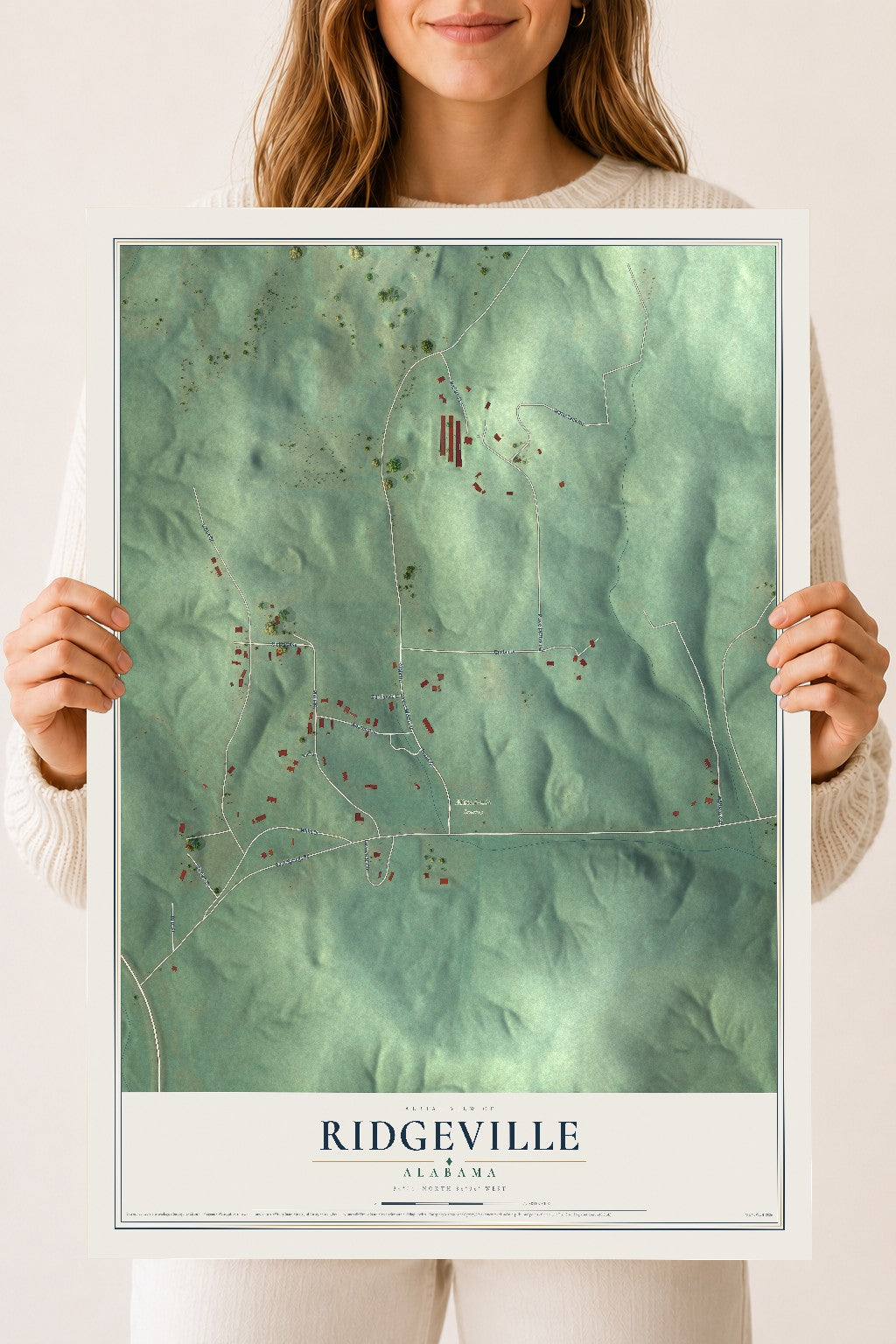 Map of Ridgeville, Alabama, 18 x 24 inch unframed archival matte print