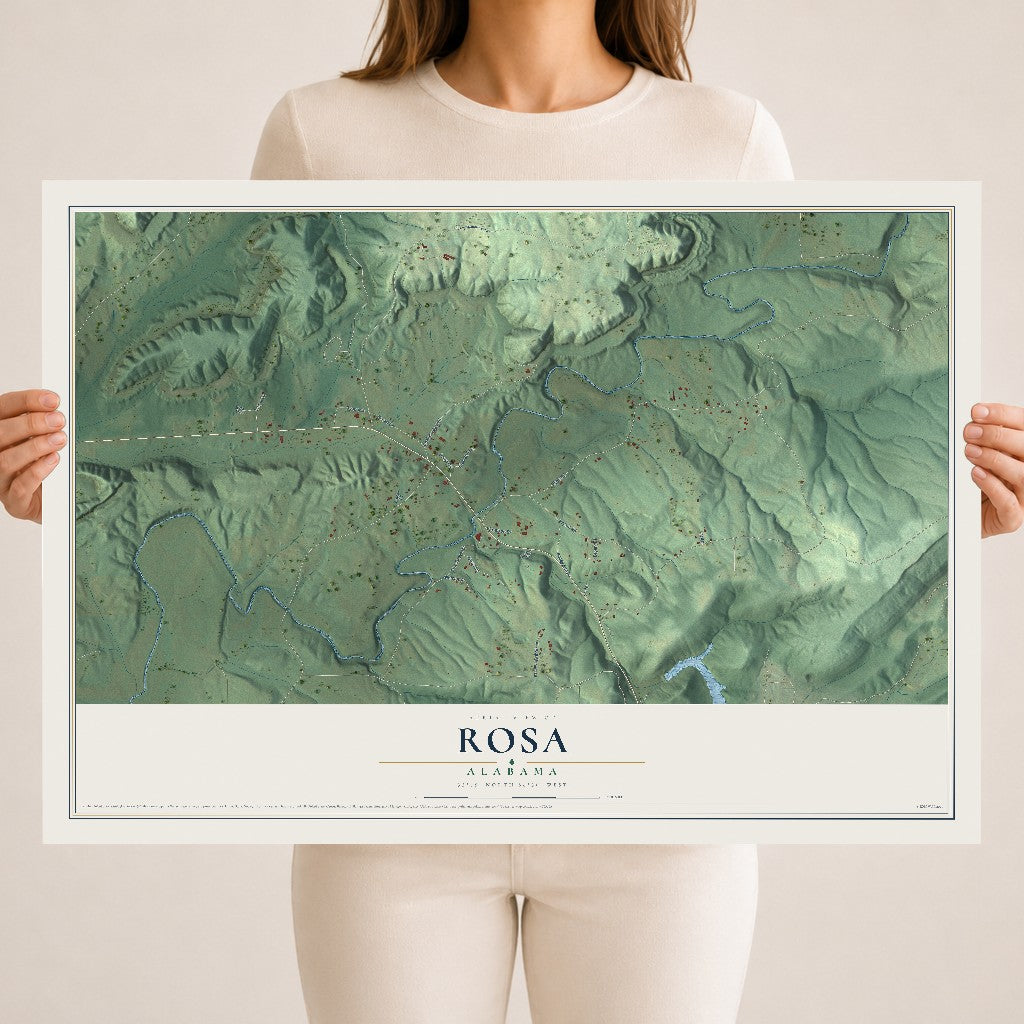 Map of Rosa, Alabama, 18 x 24 inch unframed archival matte print