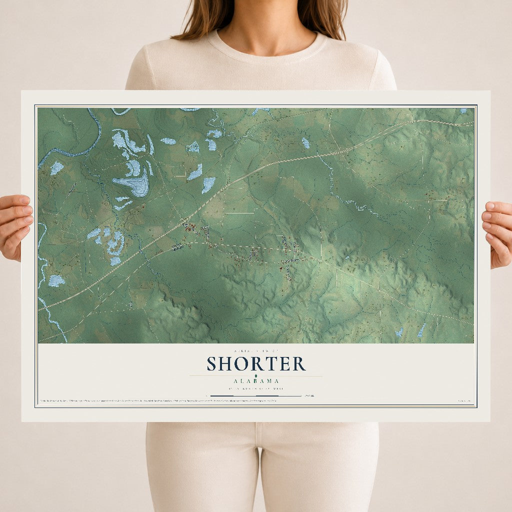 Map of Shorter, Alabama, 18 x 24 inch unframed archival matte print