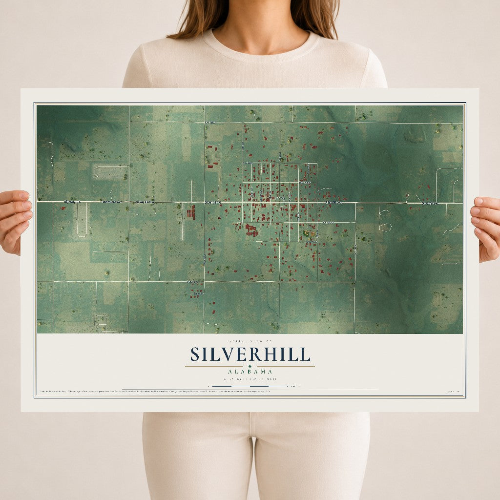 Map of Silverhill, Alabama, 18 x 24 inch unframed archival matte print