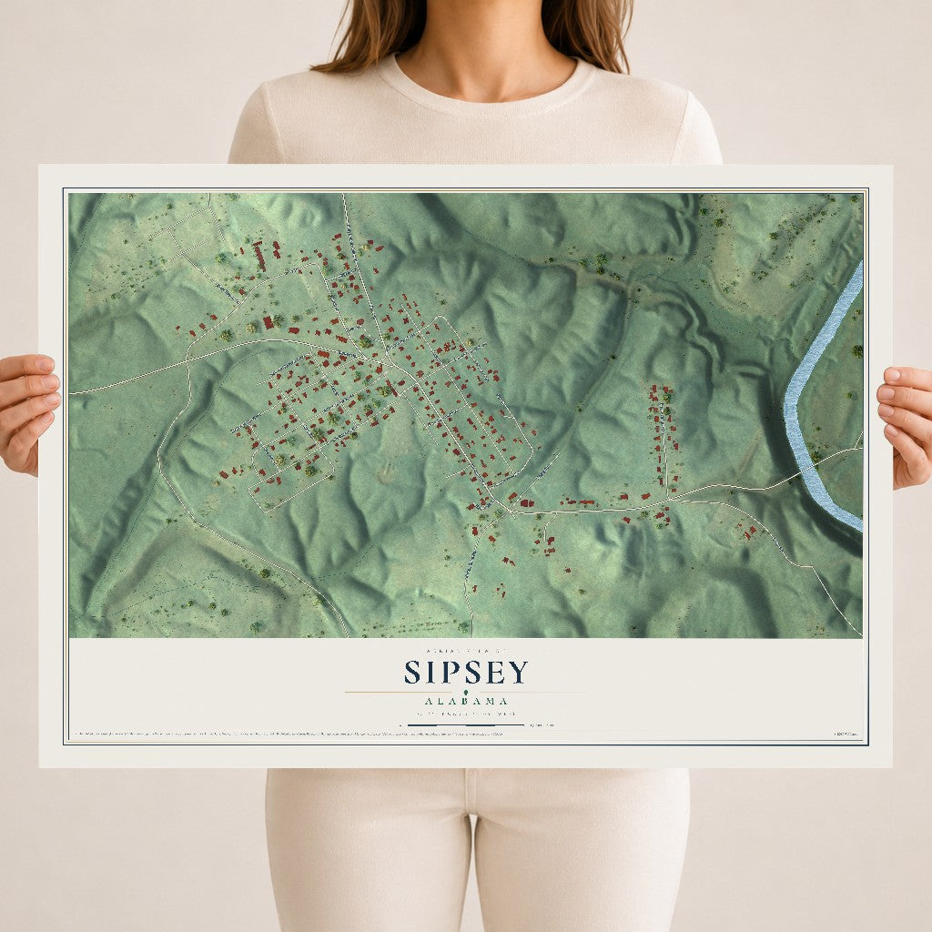 Map of Sipsey, Alabama, 18 x 24 inch unframed archival matte print