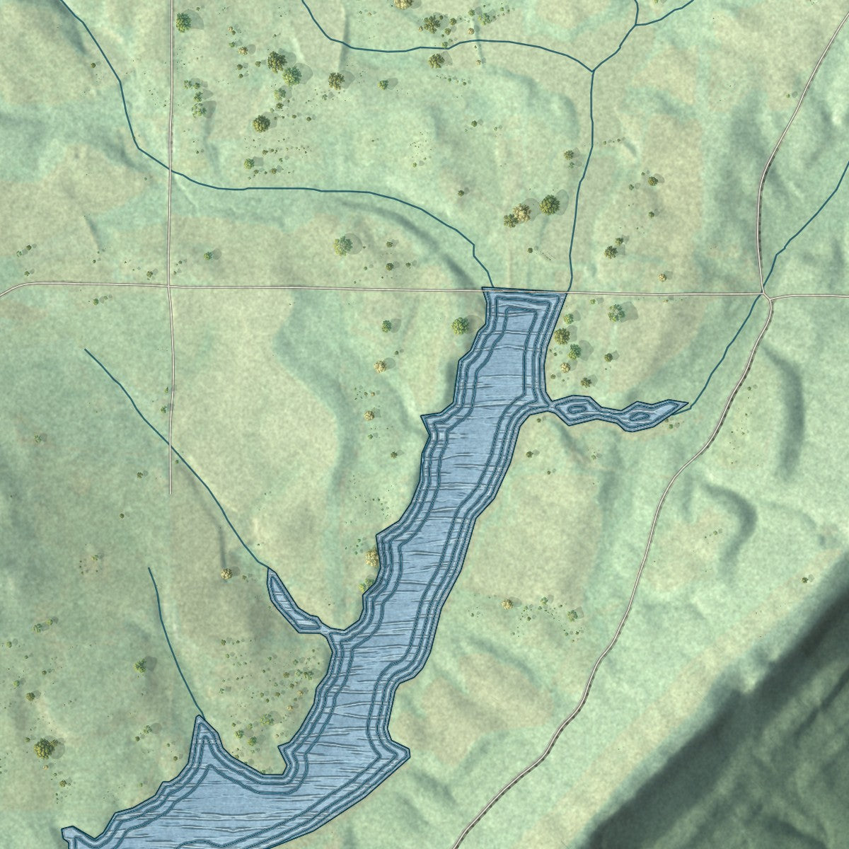 Close-up of the map of Steele, Alabama print showing street and building detail