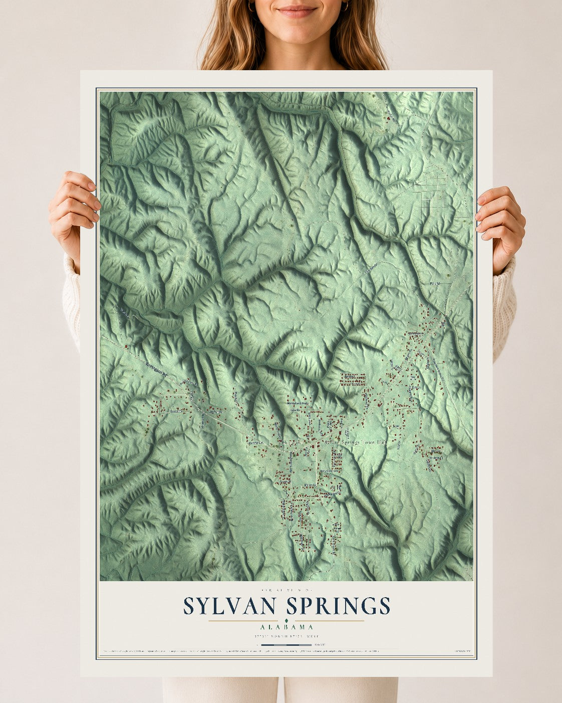 Map of Sylvan Springs, Alabama, 24 x 36 inch unframed archival matte print