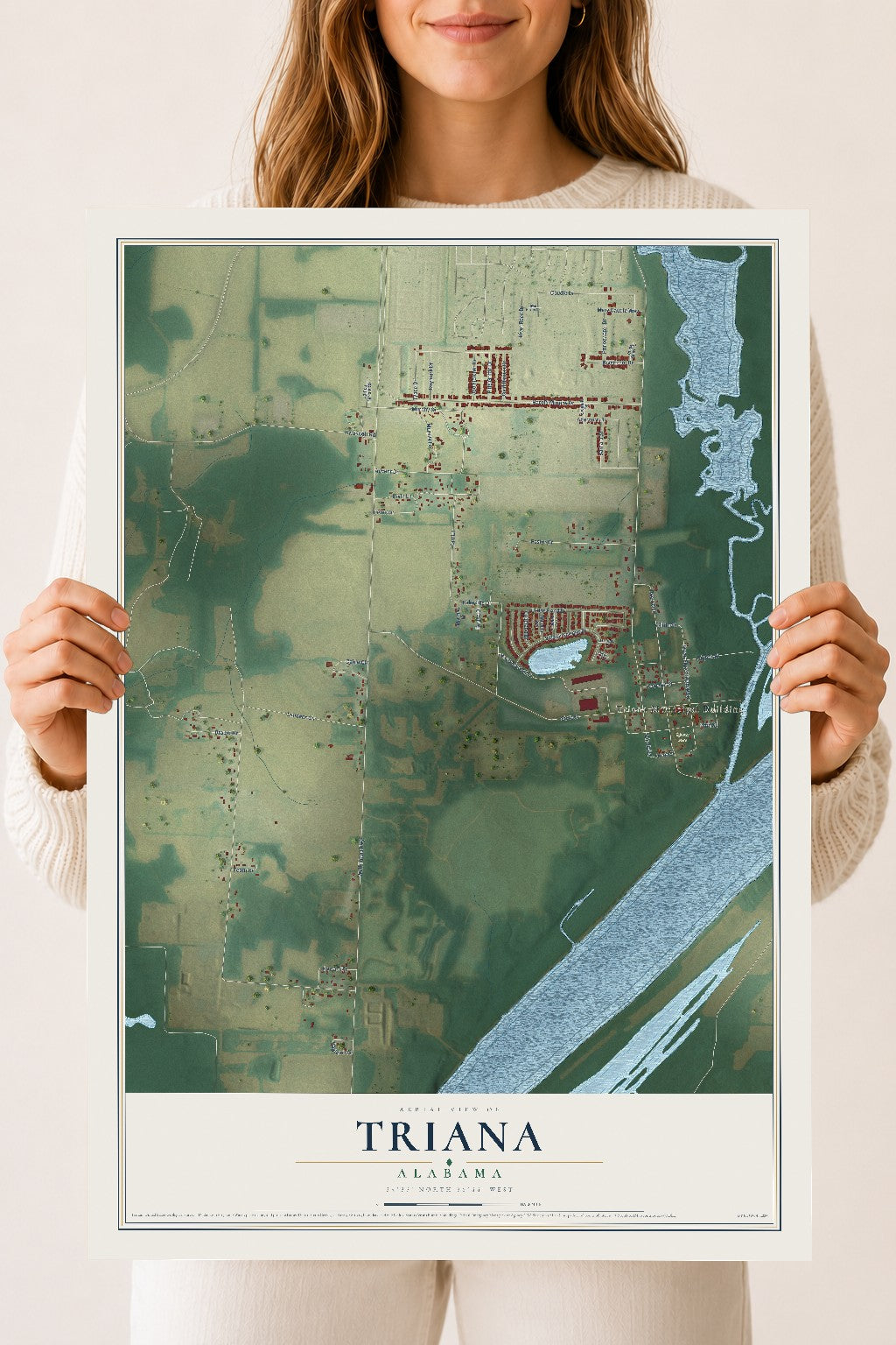 Map of Triana, Alabama, 18 x 24 inch unframed archival matte print