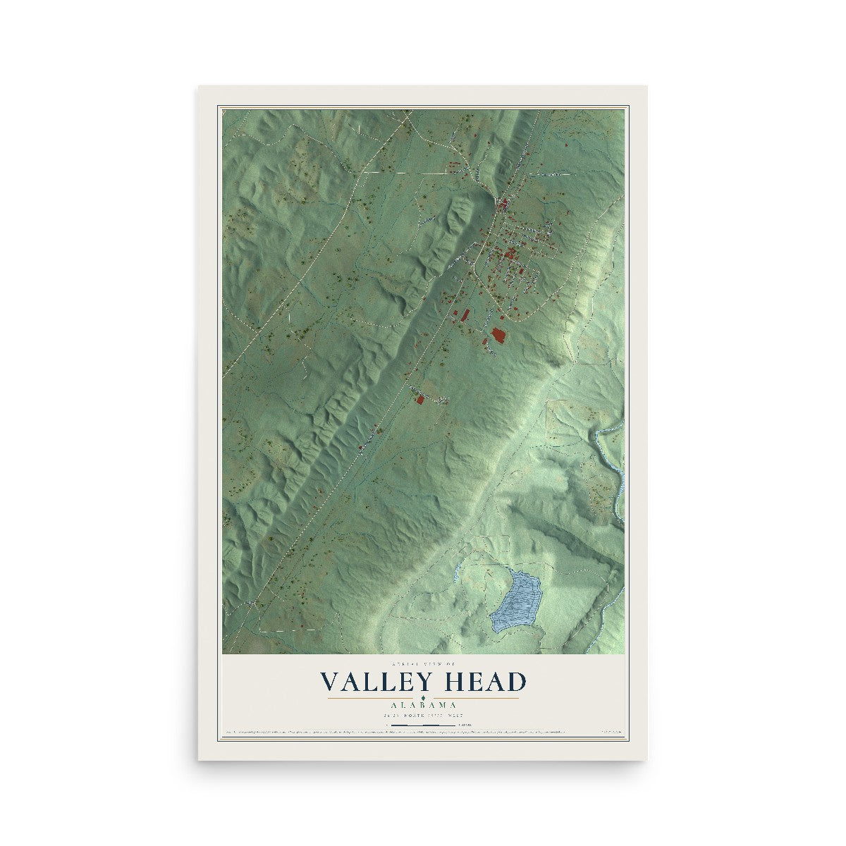 Map of Valley Head, Alabama, 12 x 18 inch unframed archival matte print