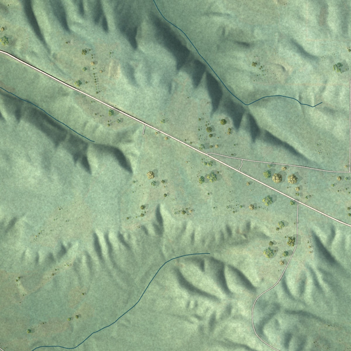 Second close-up of the map of Walnut Grove, Alabama print showing more streets and buildings