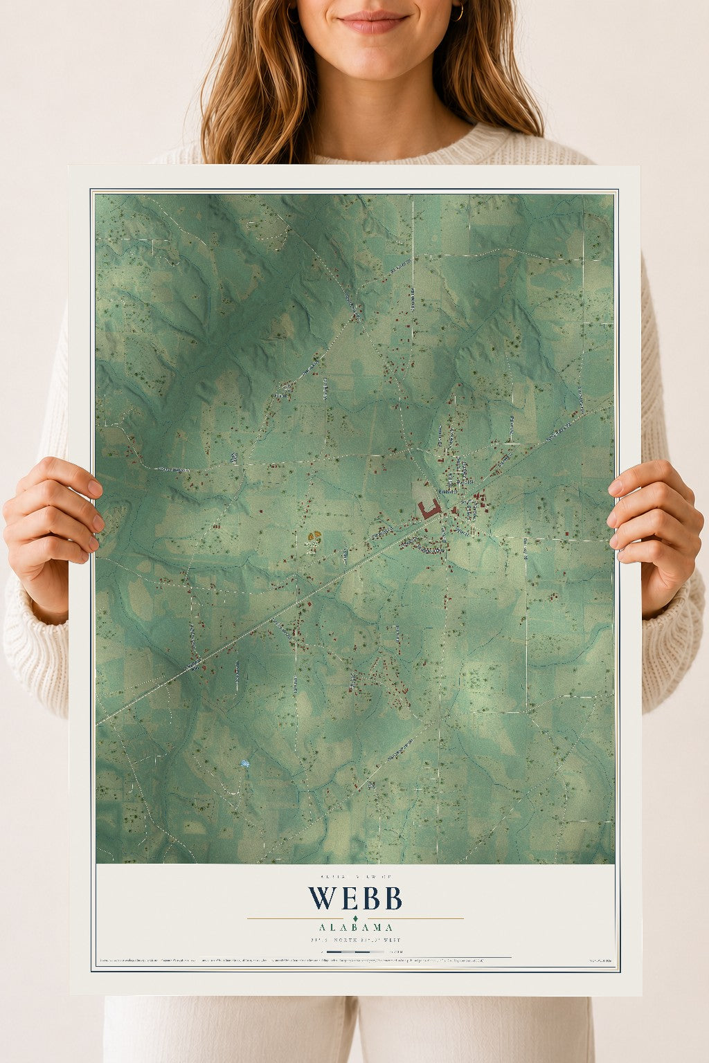 Map of Webb, Alabama, 18 x 24 inch unframed archival matte print