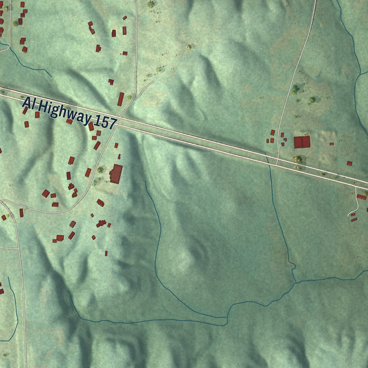 Second close-up of the map of West Point, Alabama print showing more streets and buildings