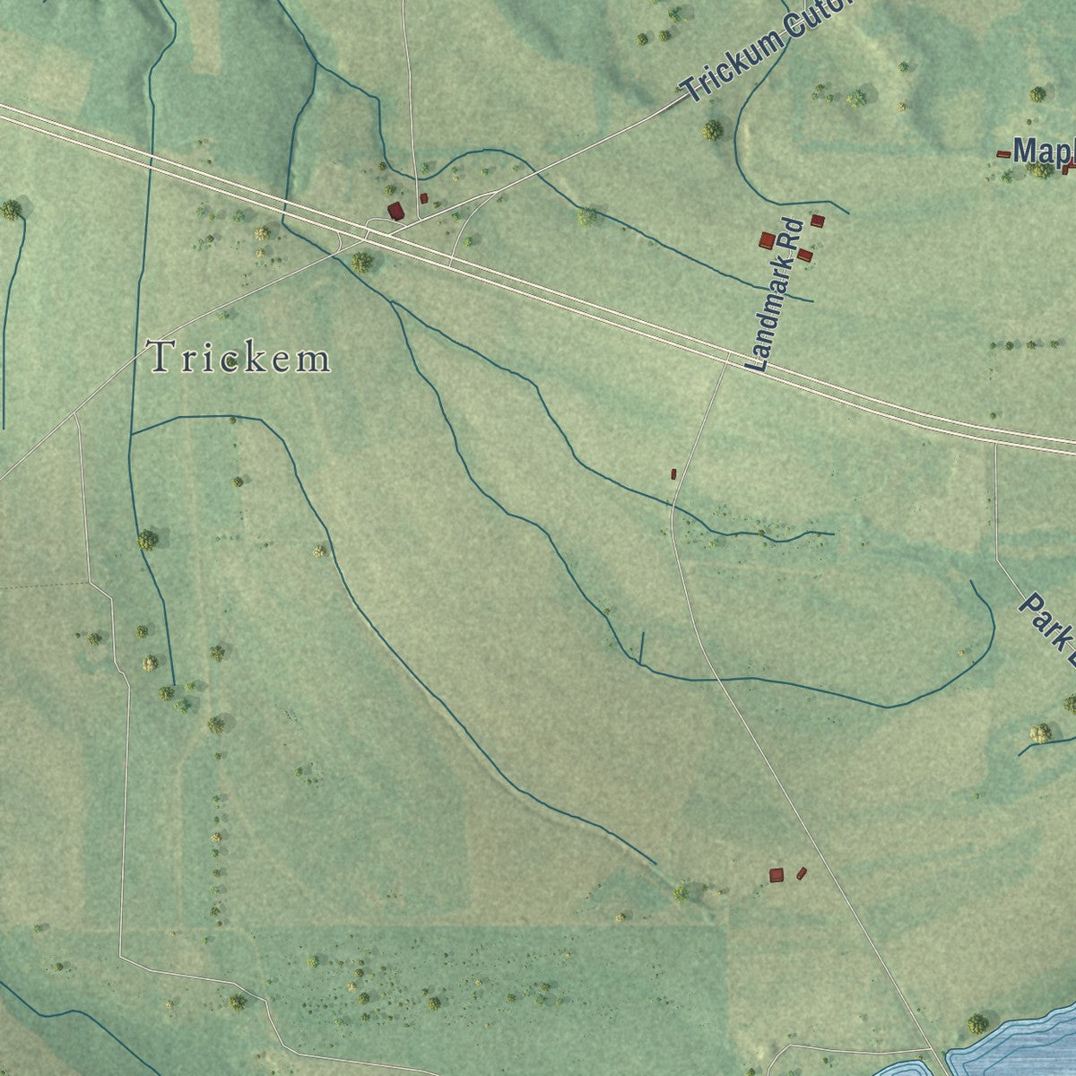 Second close-up of the map of White Hall, Alabama print showing more streets and buildings