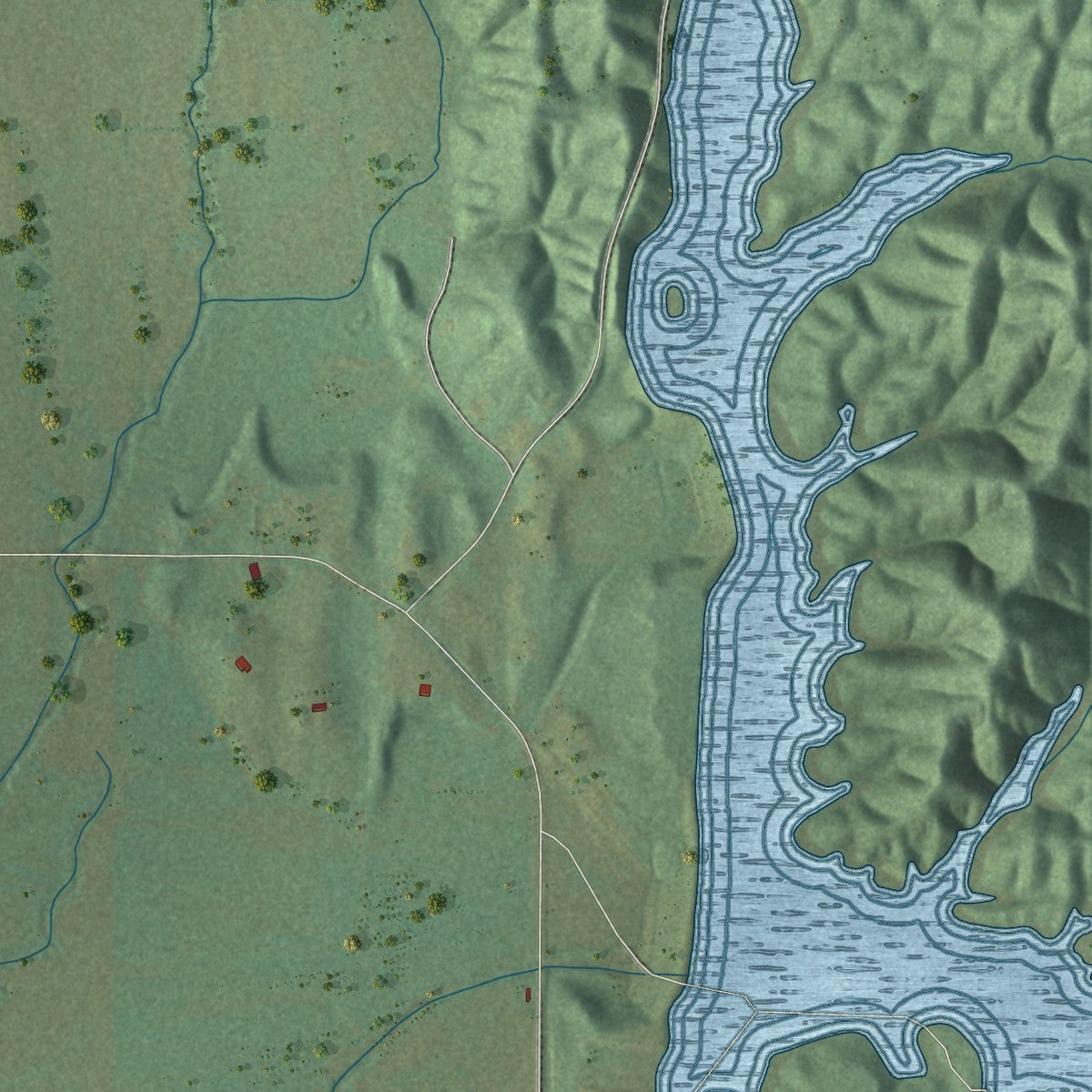 Close-up of the map of White Plains, Alabama print showing street and building detail