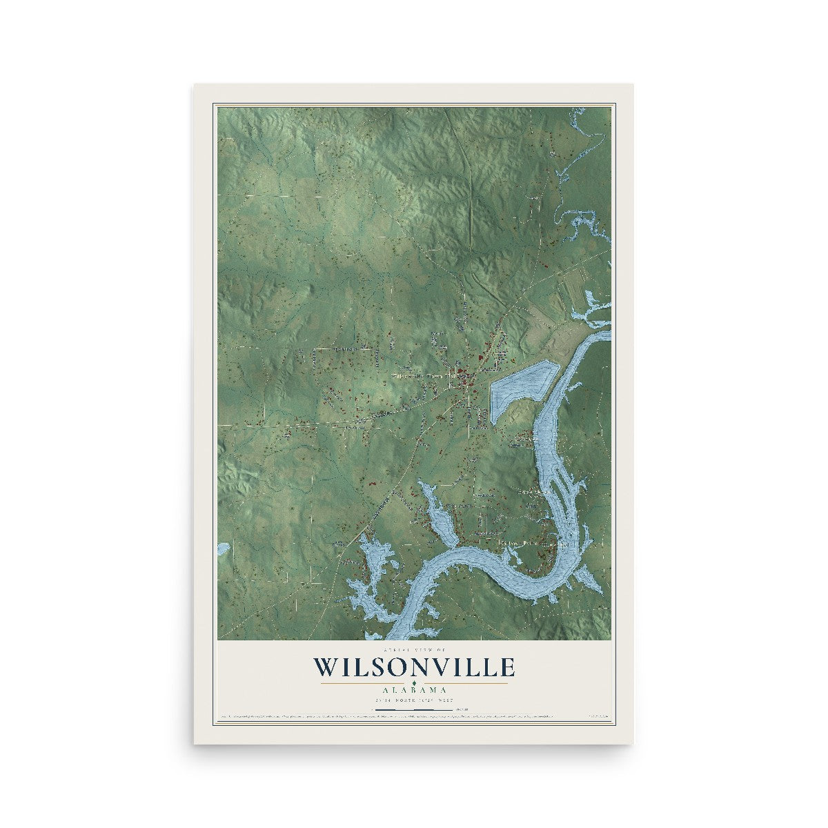 Map of Wilsonville, Alabama, 12 x 18 inch unframed archival matte print
