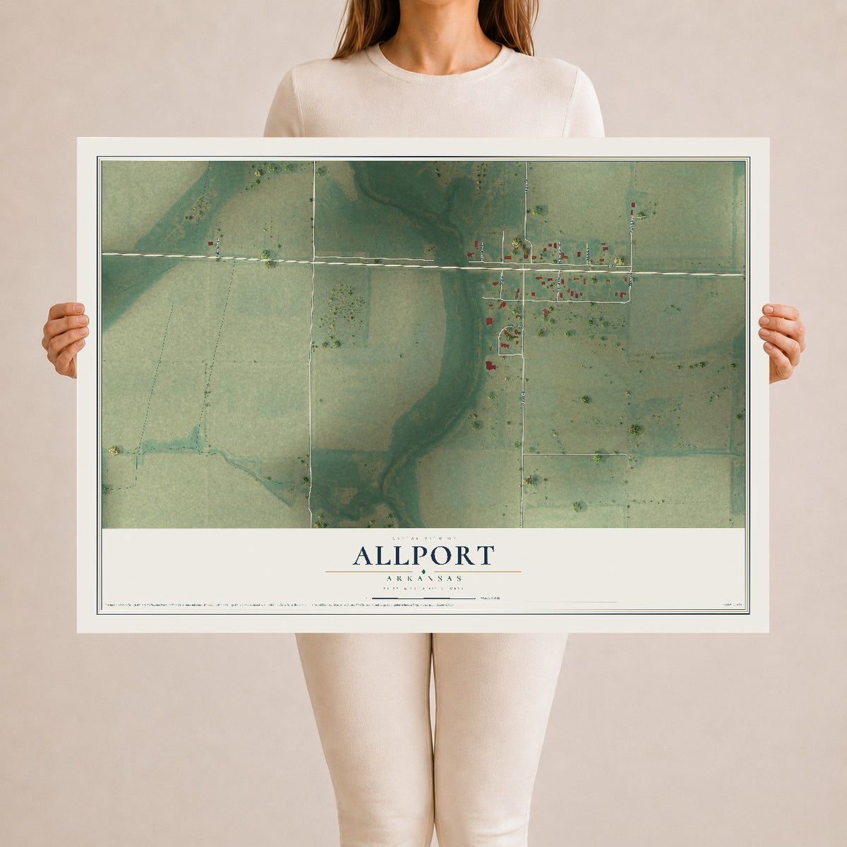 Map of Allport, Arkansas, 24 x 36 inch unframed archival matte print