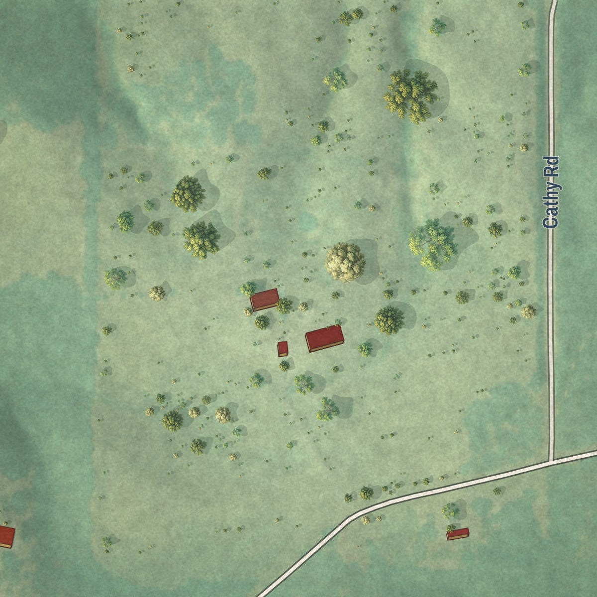 Close-up of the map of Alpine, Arkansas print showing street and building detail