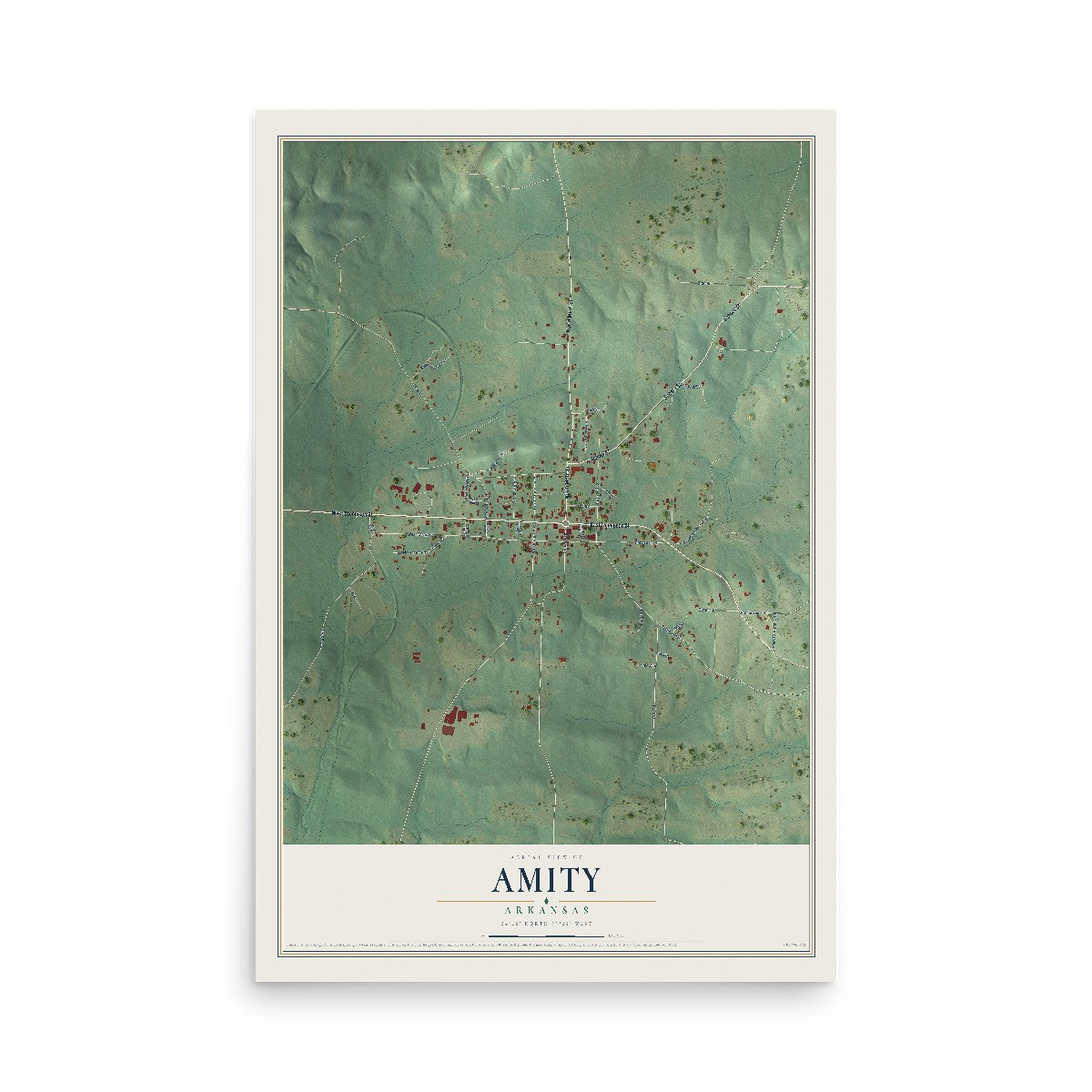 Map of Amity, Arkansas, 12 x 18 inch unframed archival matte print