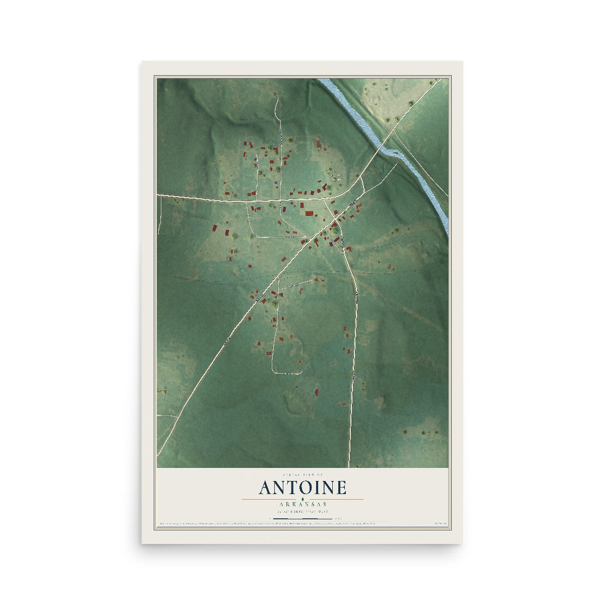 Map of Antoine, Arkansas, 12 x 18 inch unframed archival matte print