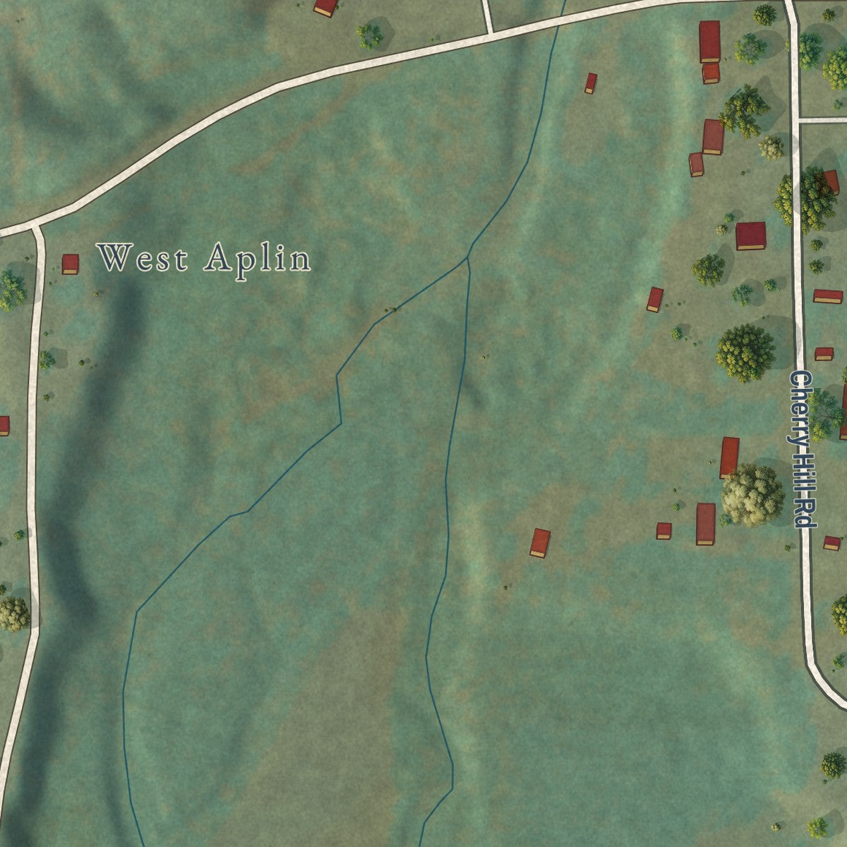 Close-up of the map of Aplin, Arkansas print showing street and building detail