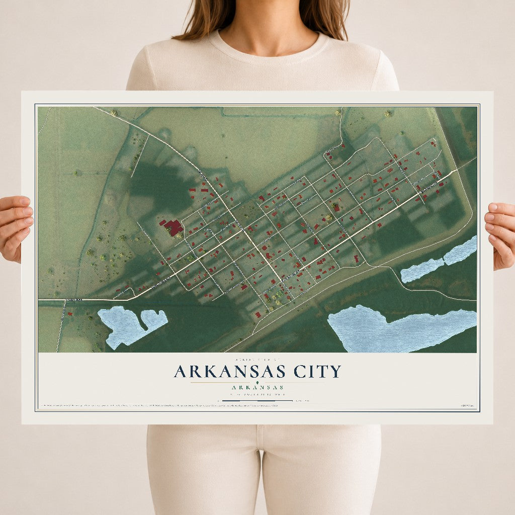 Map of Arkansas City, Arkansas, 18 x 24 inch unframed archival matte print