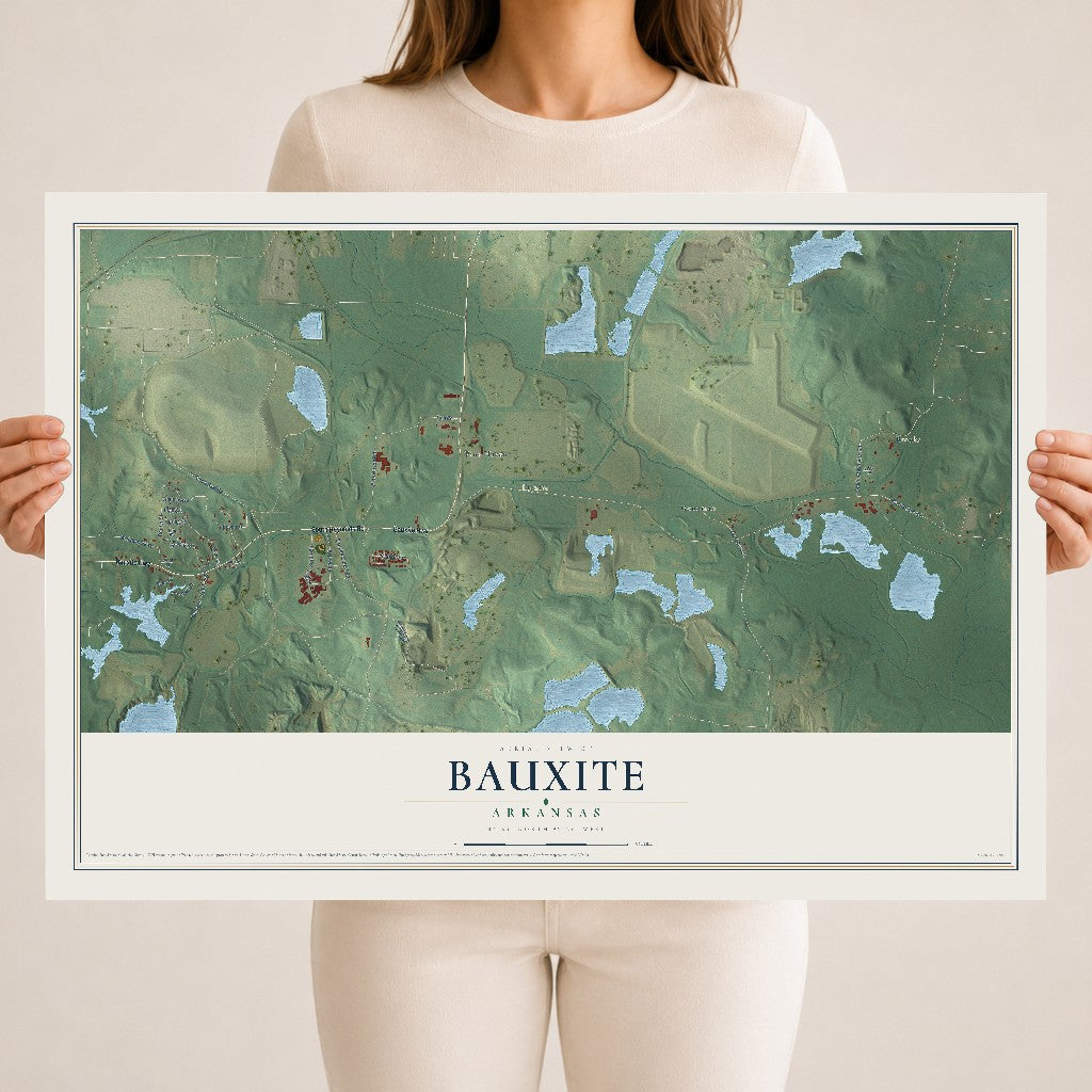 Map of Bauxite, Arkansas, 18 x 24 inch unframed archival matte print