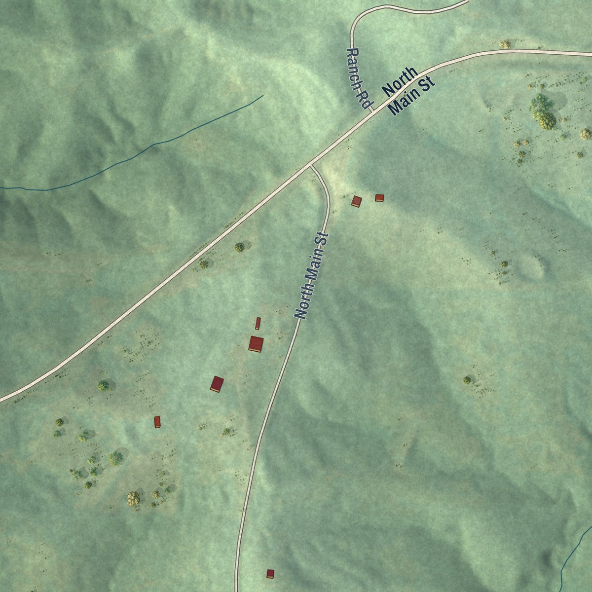 Second close-up of the map of Ben Lomond, Arkansas print showing more streets and buildings
