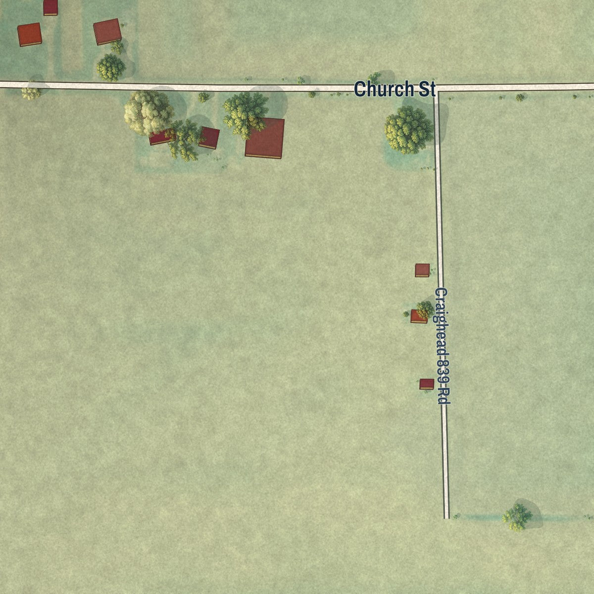 Second close-up of the map of Black Oak, Arkansas print showing more streets and buildings