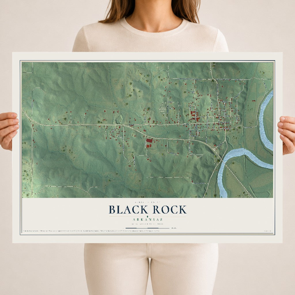Map of Black Rock, Arkansas, 18 x 24 inch unframed archival matte print