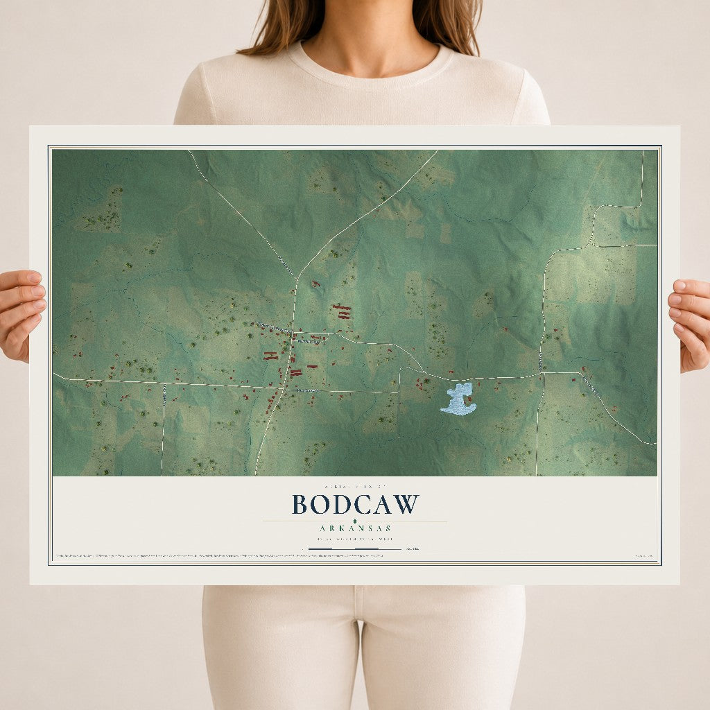 Map of Bodcaw, Arkansas, 18 x 24 inch unframed archival matte print