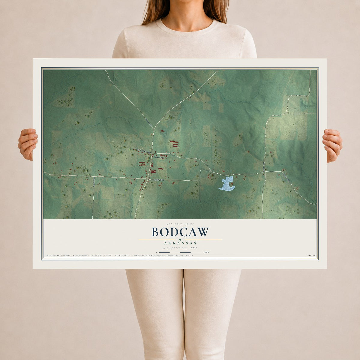 Map of Bodcaw, Arkansas, 24 x 36 inch unframed archival matte print