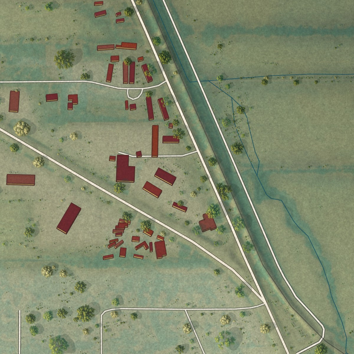 Second close-up of the map of Bono, Arkansas print showing more streets and buildings
