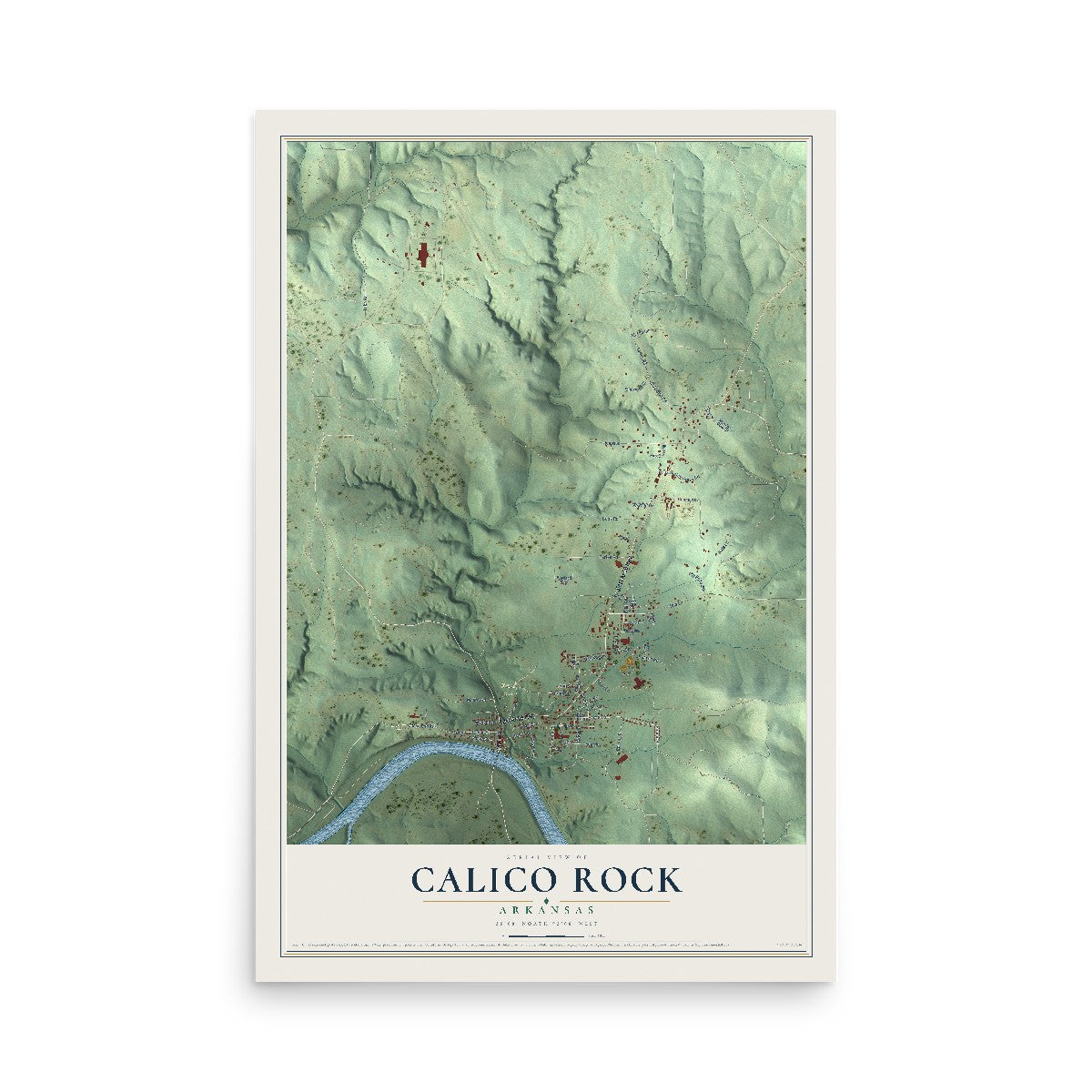 Map of Calico Rock, Arkansas, 12 x 18 inch unframed archival matte print