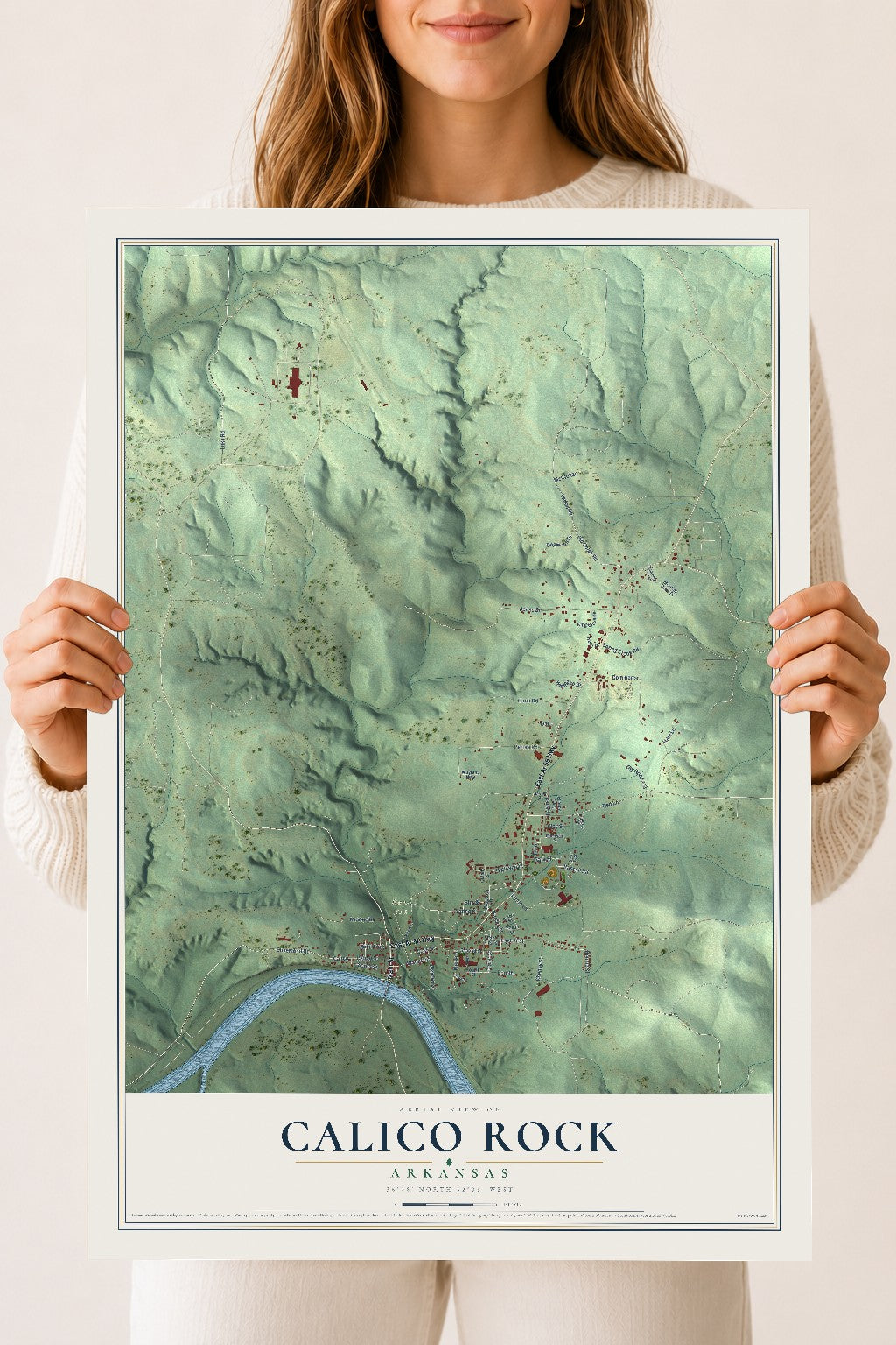 Map of Calico Rock, Arkansas, 18 x 24 inch unframed archival matte print