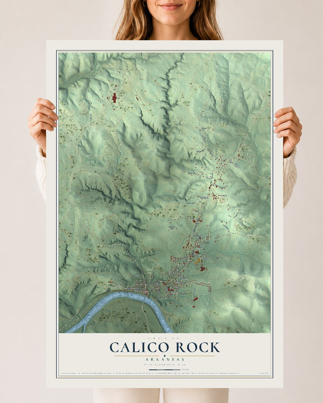 Map of Calico Rock, Arkansas, 24 x 36 inch unframed archival matte print
