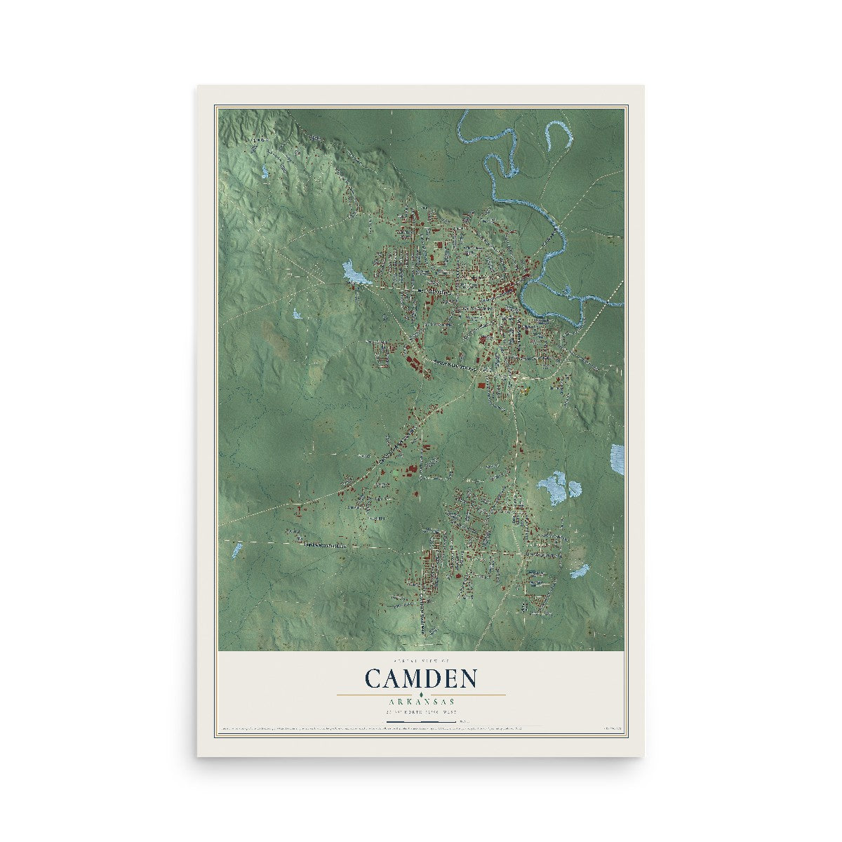 Map of Camden, Arkansas, 12 x 18 inch unframed archival matte print