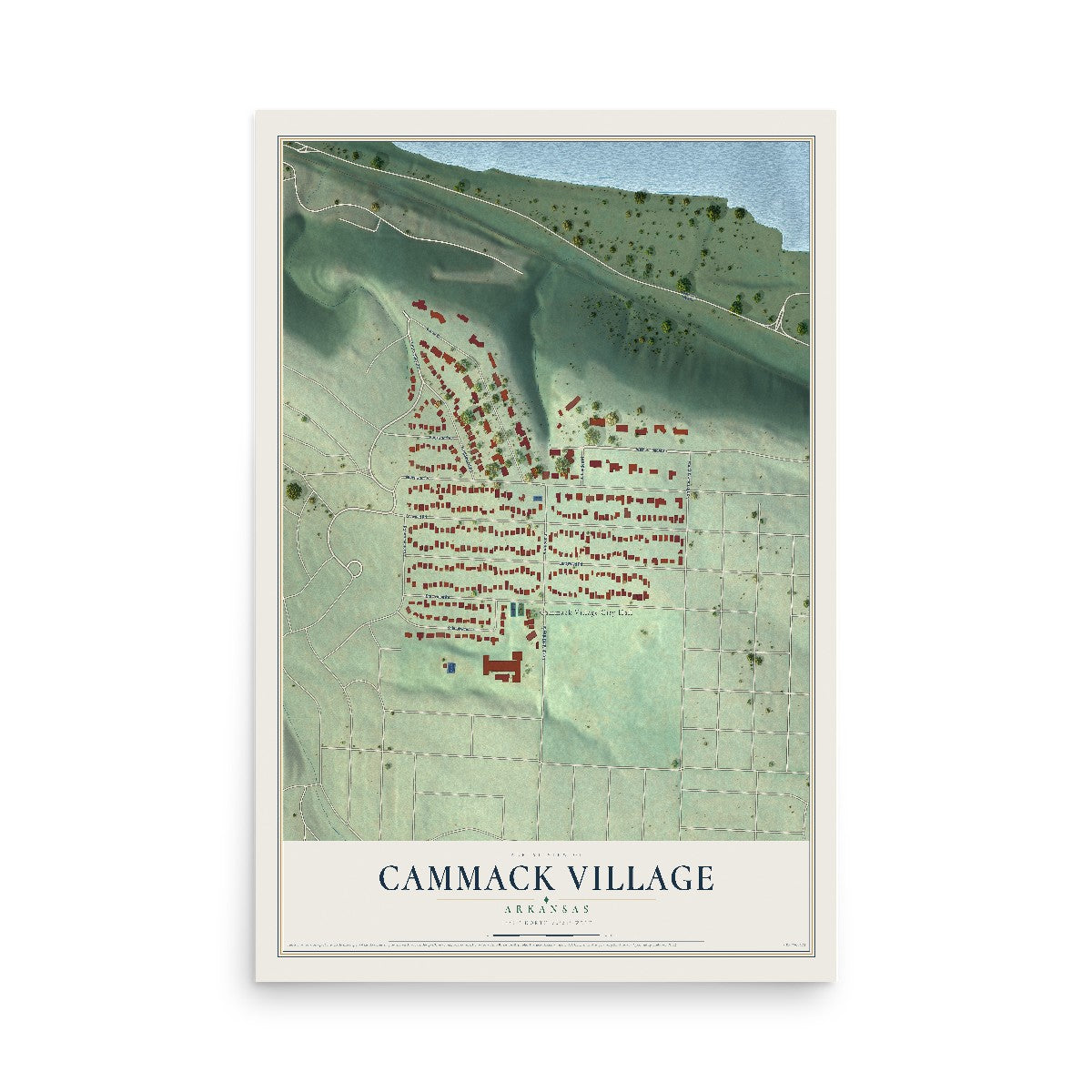Map of Cammack Village, Arkansas, 12 x 18 inch unframed archival matte print