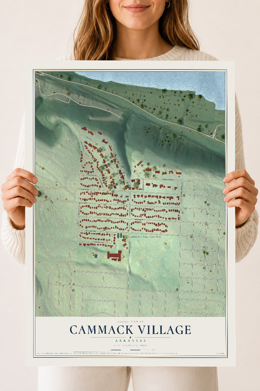 Map of Cammack Village, Arkansas, 18 x 24 inch unframed archival matte print