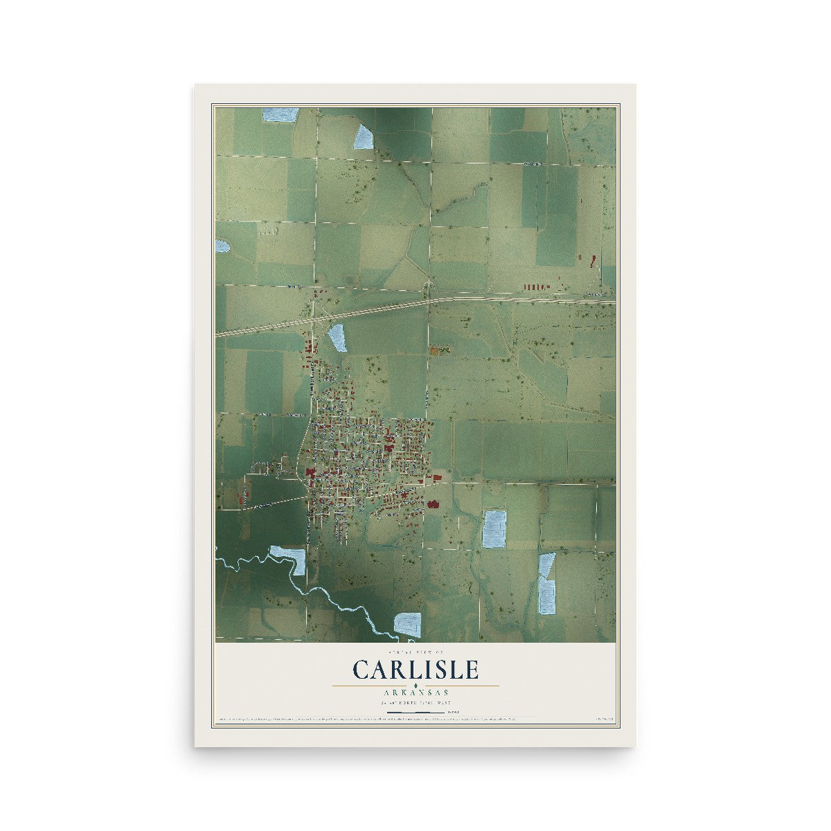 Map of Carlisle, Arkansas, 12 x 18 inch unframed archival matte print