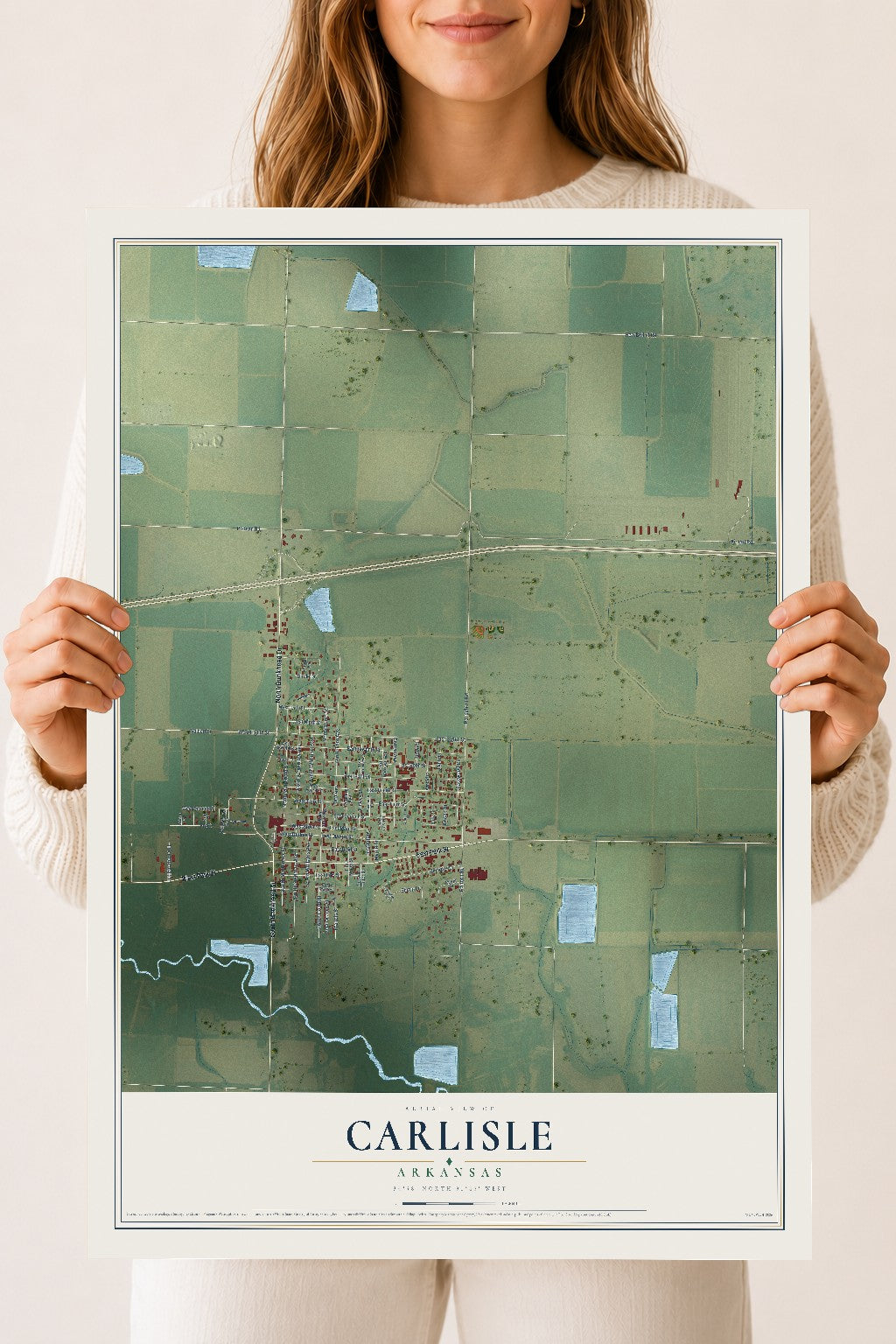 Map of Carlisle, Arkansas, 18 x 24 inch unframed archival matte print