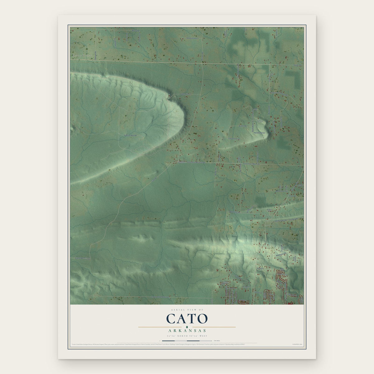 Cato, Arkansas map print, the full design