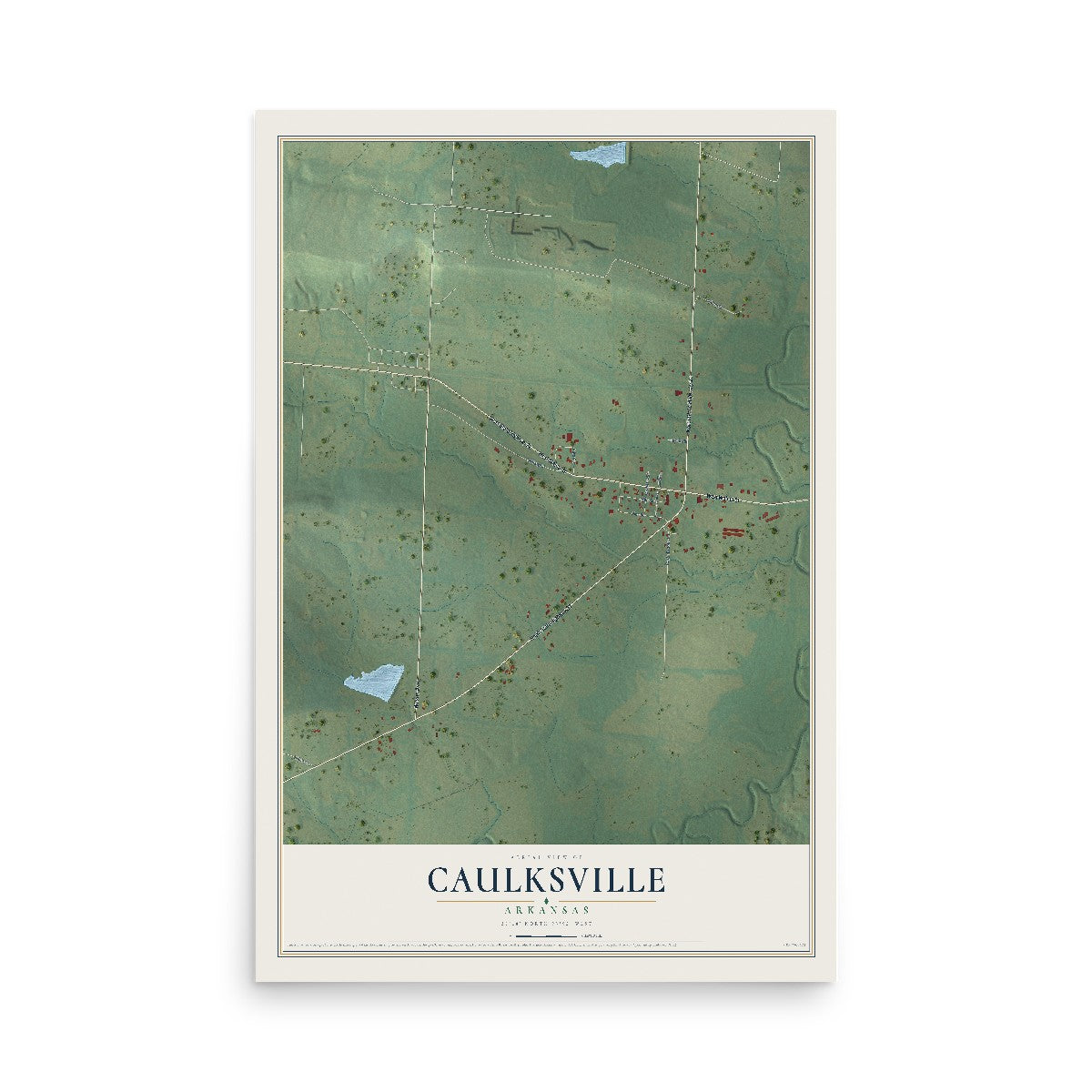 Map of Caulksville, Arkansas, 12 x 18 inch unframed archival matte print