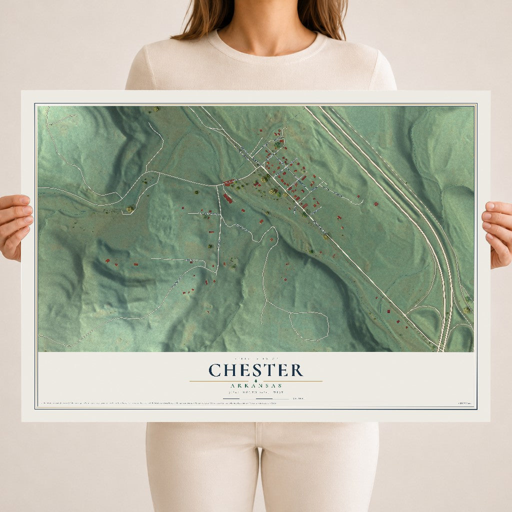 Map of Chester, Arkansas, 18 x 24 inch unframed archival matte print