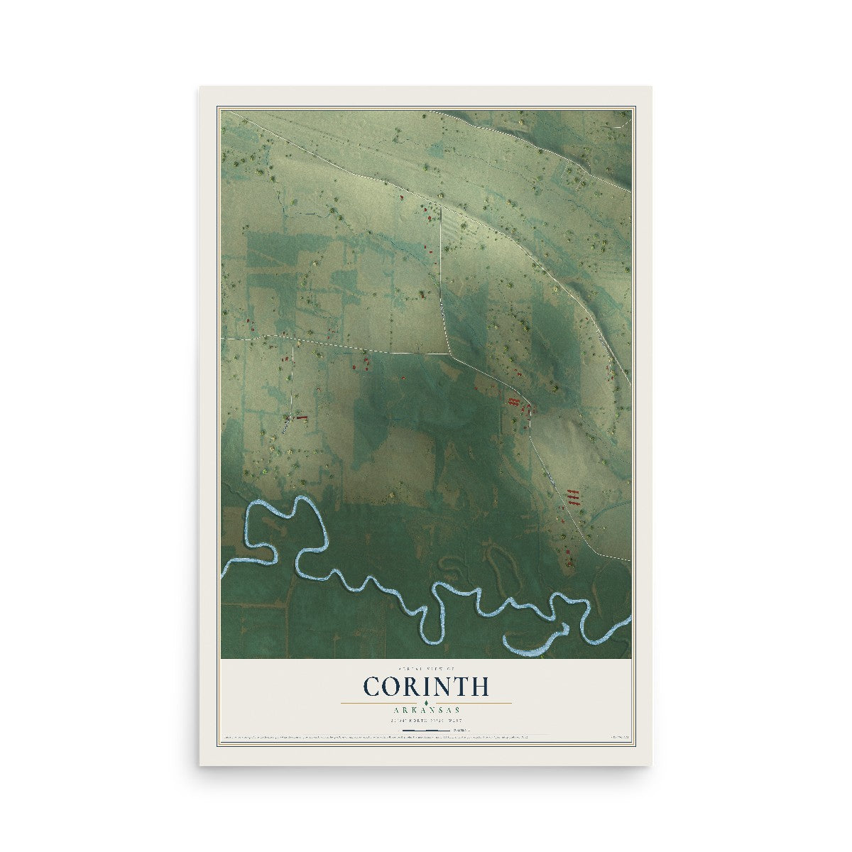 Map of Corinth, Arkansas, 12 x 18 inch unframed archival matte print