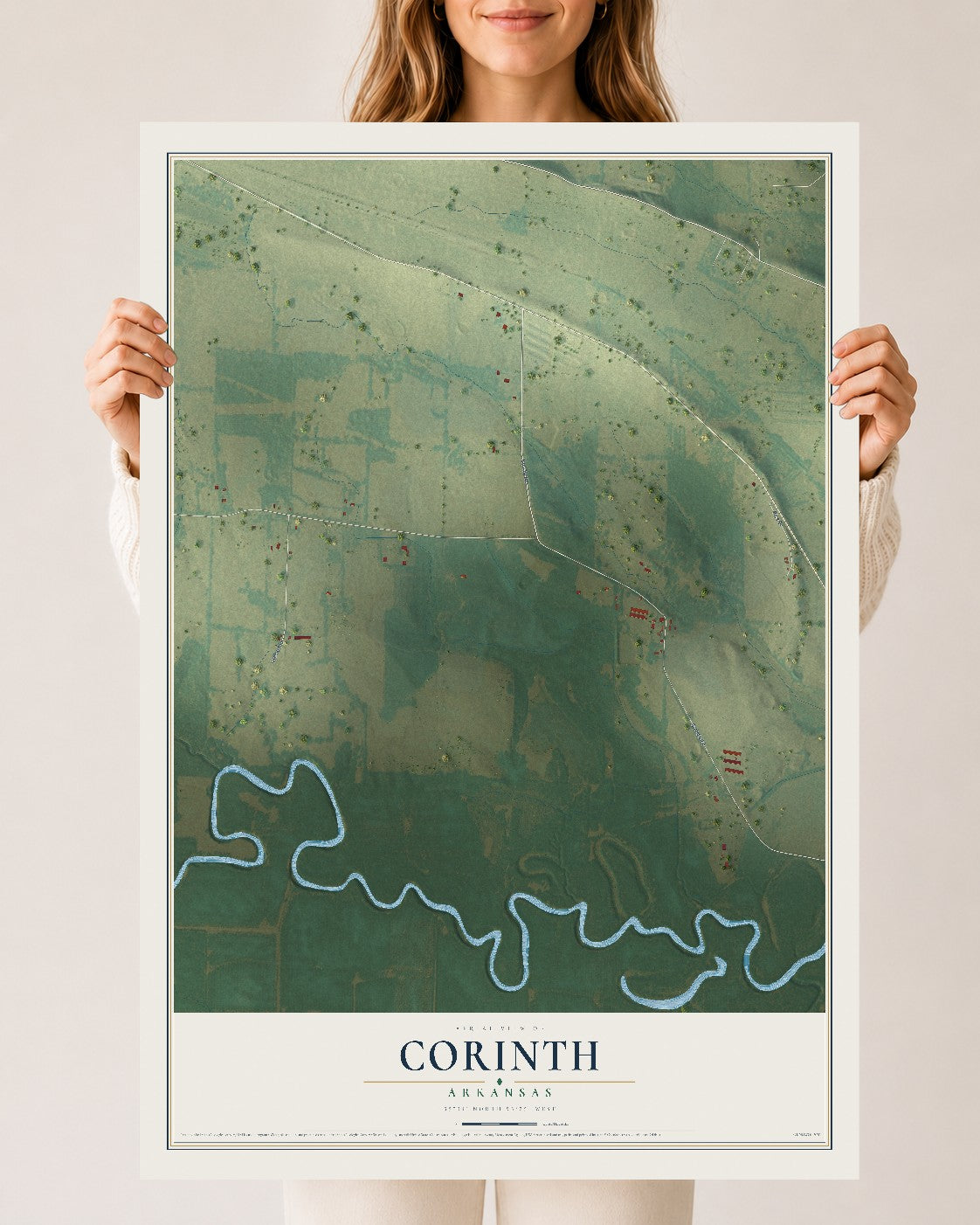 Map of Corinth, Arkansas, 24 x 36 inch unframed archival matte print