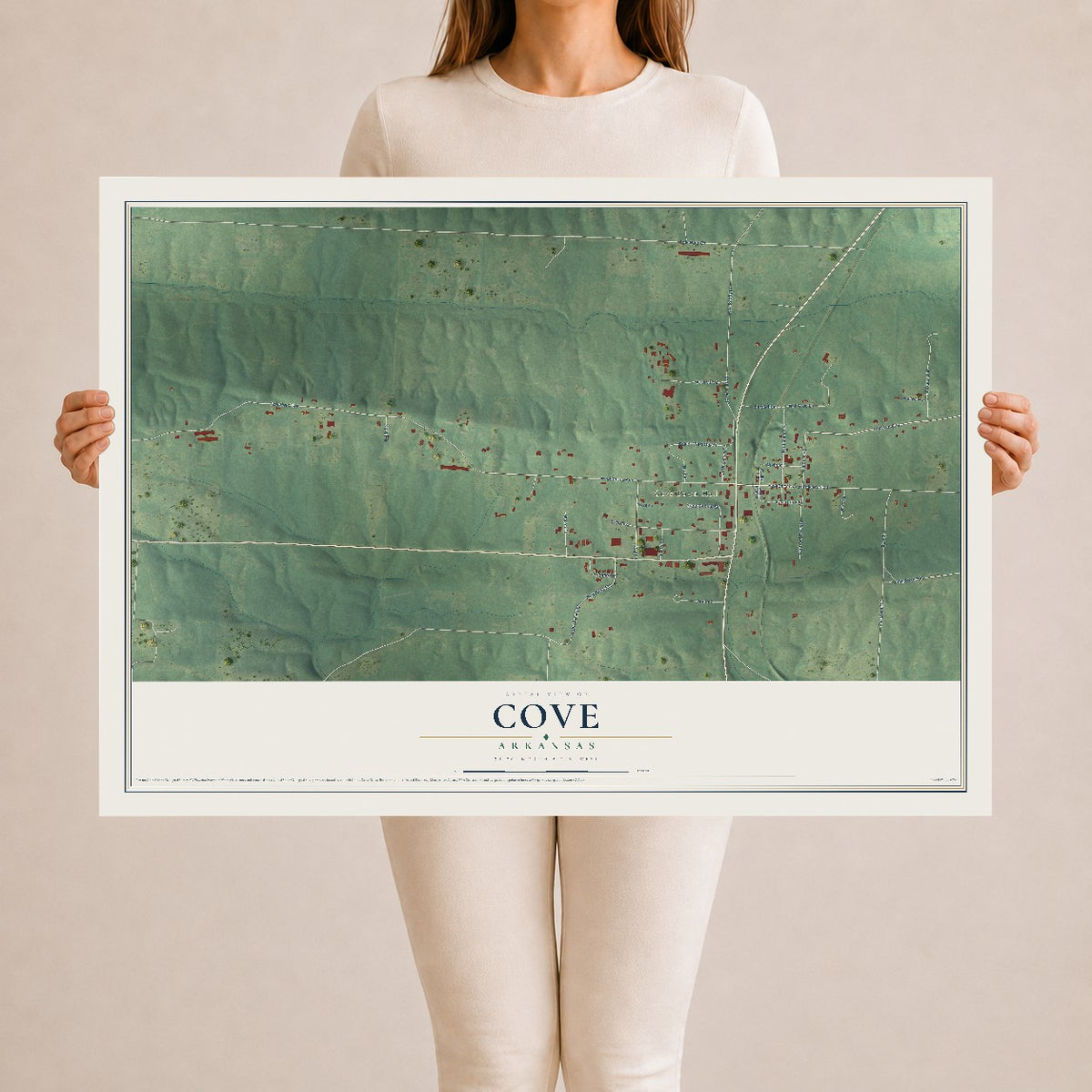 Map of Cove, Arkansas, 24 x 36 inch unframed archival matte print