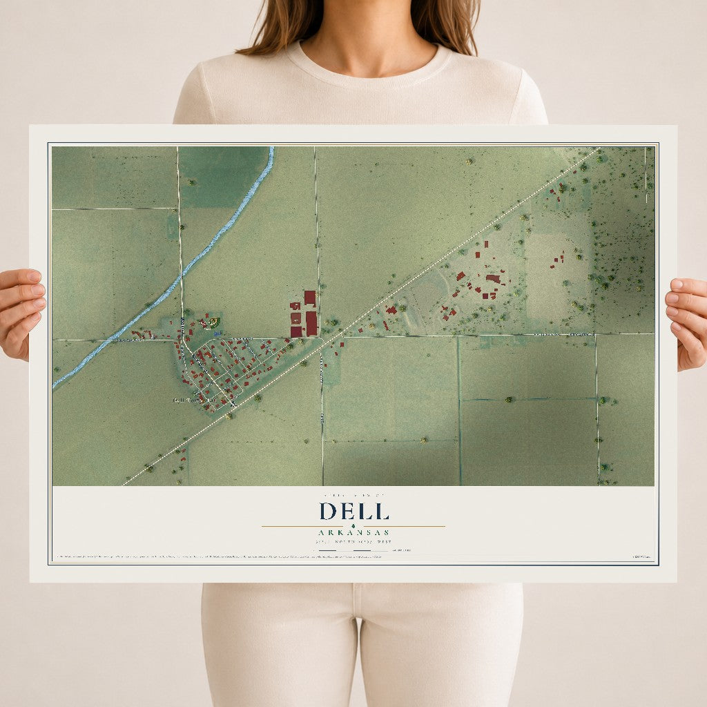 Map of Dell, Arkansas, 18 x 24 inch unframed archival matte print
